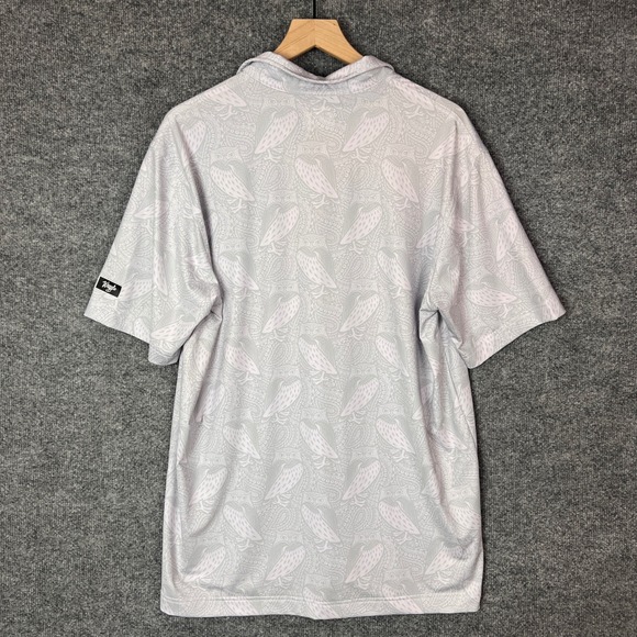 Waggle Mens Golf Polo Shirt XL Owl Paisley Print Short Sleeve Button Up - Picture 2 of 8